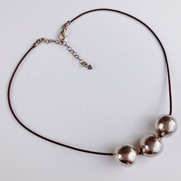 VTG Silpada Triple Threat Sterling Leather Necklace Israel Y2K Minimalist N2053 - Picture 7 of 14